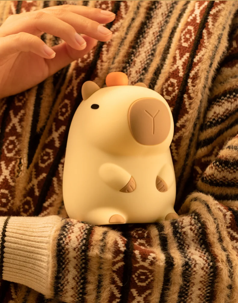 Cute Cartoon Capybara Night Light Silicone Animal Lamp USB Rechargeable Timing Dimming Sleep Night Lamp for Children's Gifts
