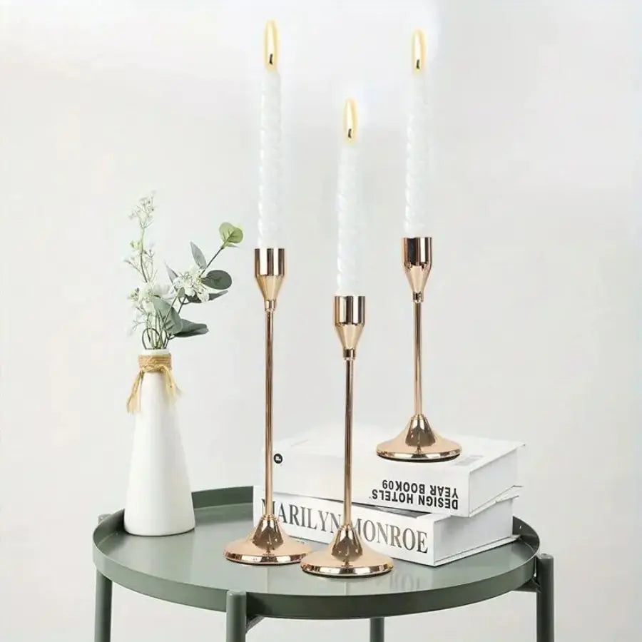 3PC Black Taper Candle Holders - Enrich Your Table with European Style, Perfect for Romantic Dinners, Weddings & Home Decor