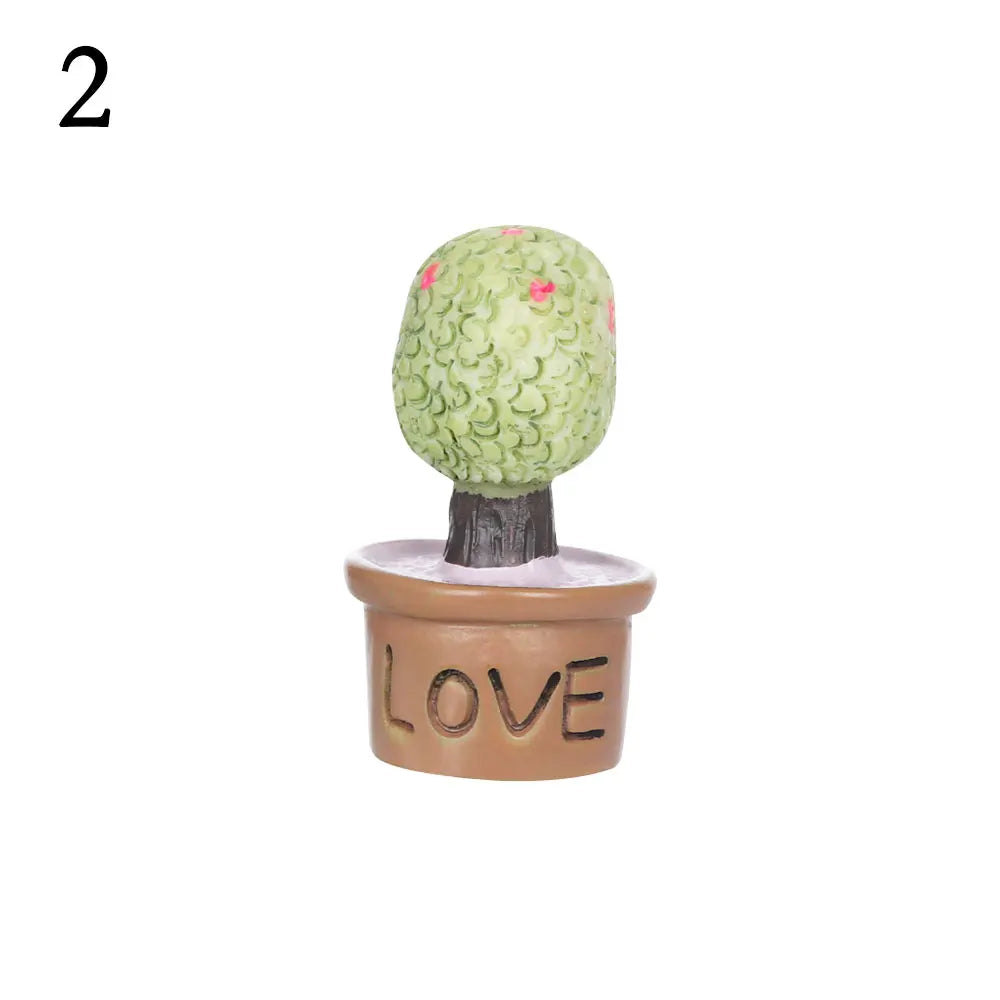 2.5-3.4cm 1/4Pcs Funny Cactus Flower Figurines Resin Cactus Miniatures Micro Ornaments DIY Mini Sculpture Decoration Crafts