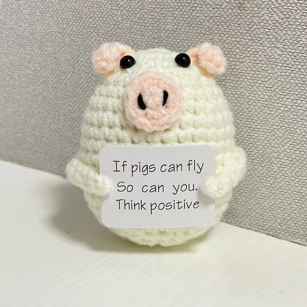 Crochet Positive Energy Bee Hand-woven Dolls Hug Pocket Handmade Knitting Doll With Card Desktop Ornament Gift Home Room Decor