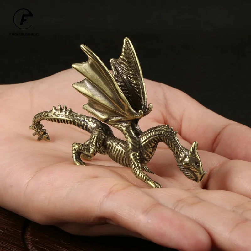 Brass Domineering Warcraft Magic Dragon Metal Figurine Creative Dinosaur Flying Dragon Desk Decoration Accessoires Miniatures
