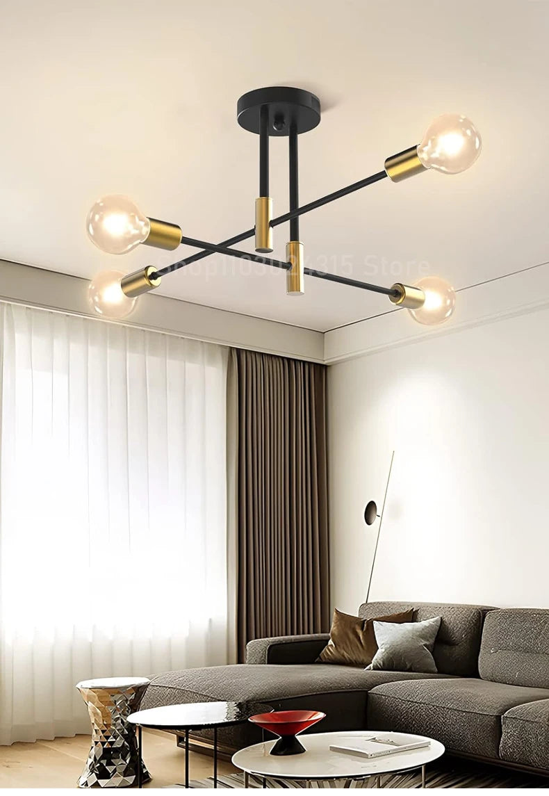 Simple Branch Ceiling Chandelier Modern Nordic E27 Black Gold LED Ceiling Light Restaurant Aisle Balcony Corridor Lighting