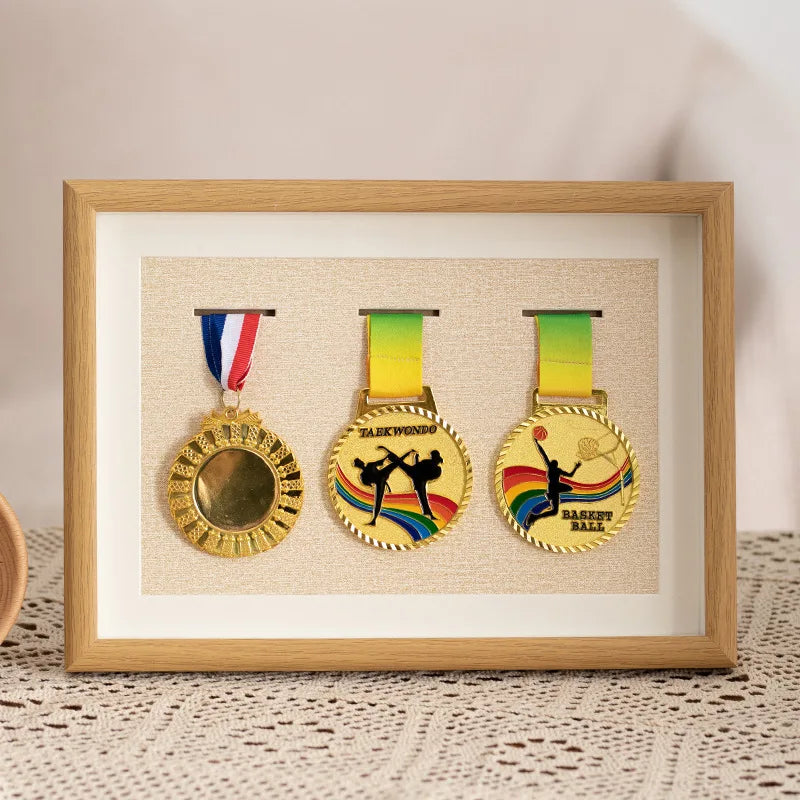 Wooden Medal Photo Frame Storage Box Marathon Hanging Decoration Frame Hollow Keep Honor Medal Arrange The Table