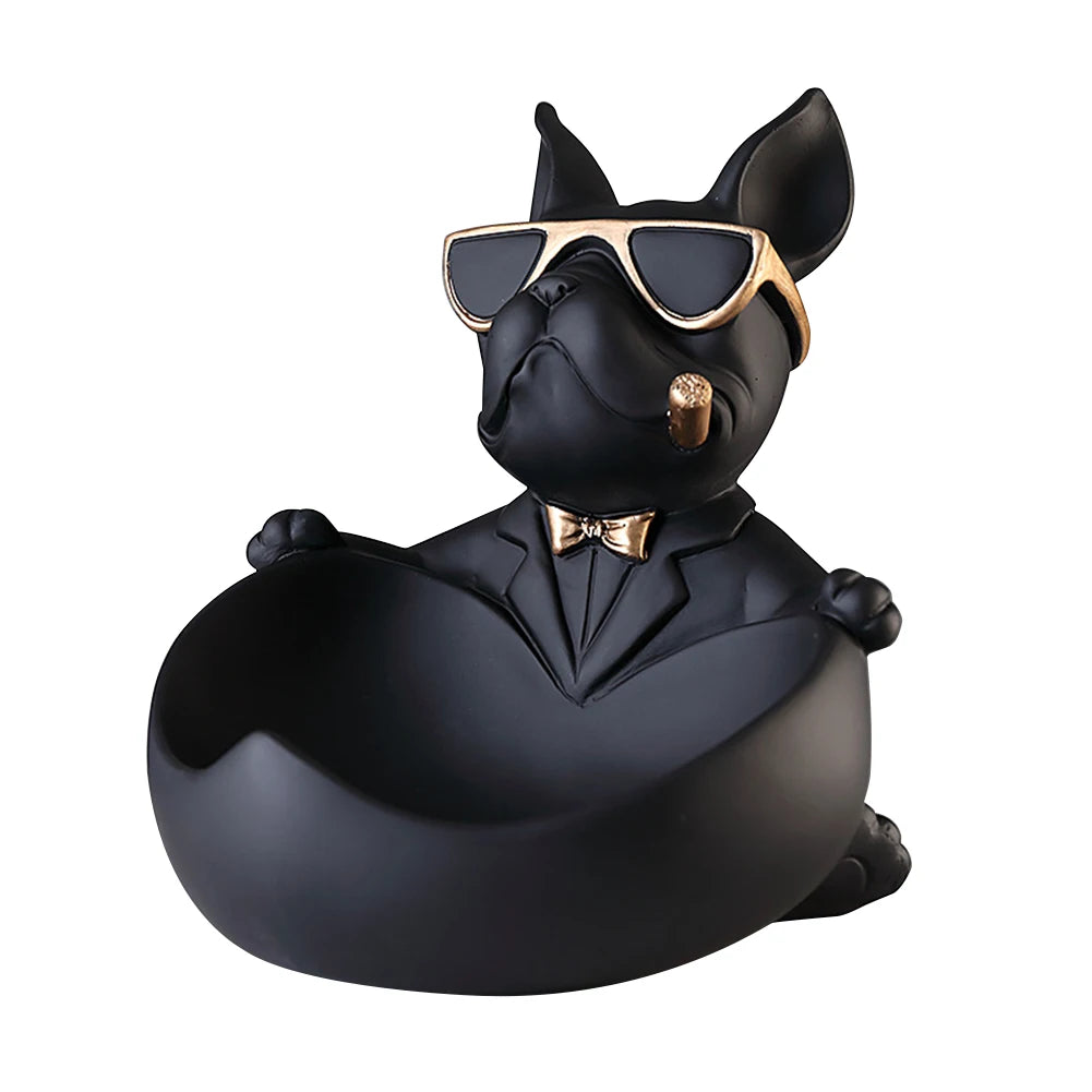 Bulldog Cool Sculpture Dog Ornament Butler Storage Box with Tray Nordic Table Decoration Resin Animal Sculpture Coin Piggy Bank