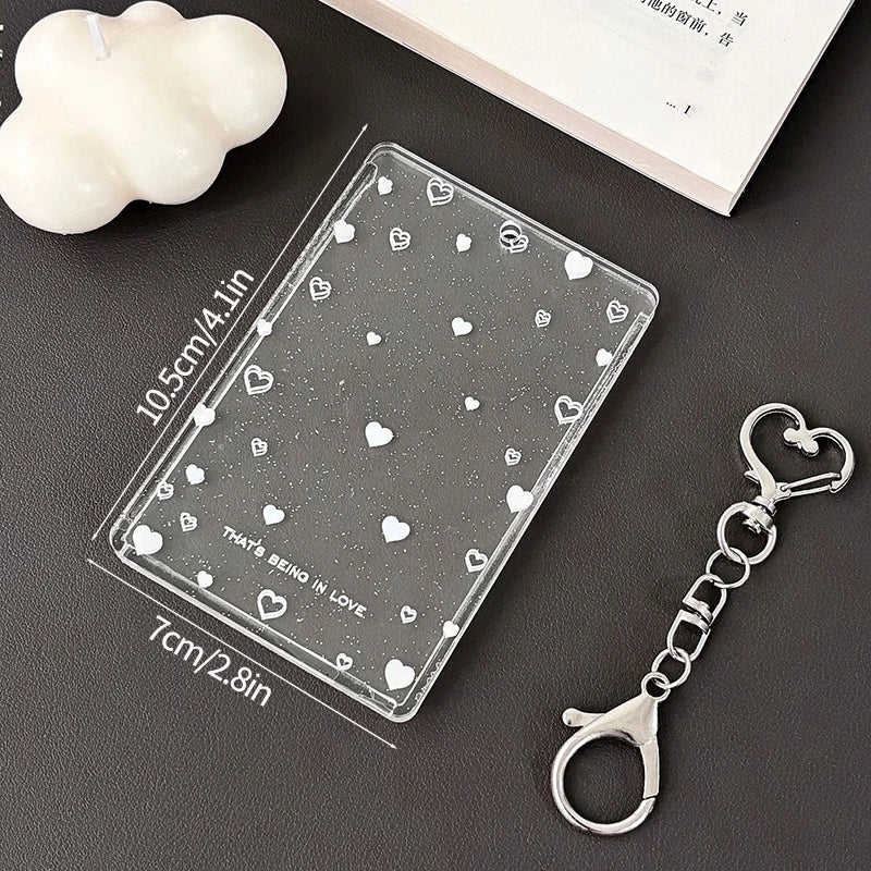 Acrylic Transparent PhotoCard Holder Kpop Idol Card Sleeve Case ID Bank Card Photo Display Stand Album Cover Pendant Keychain