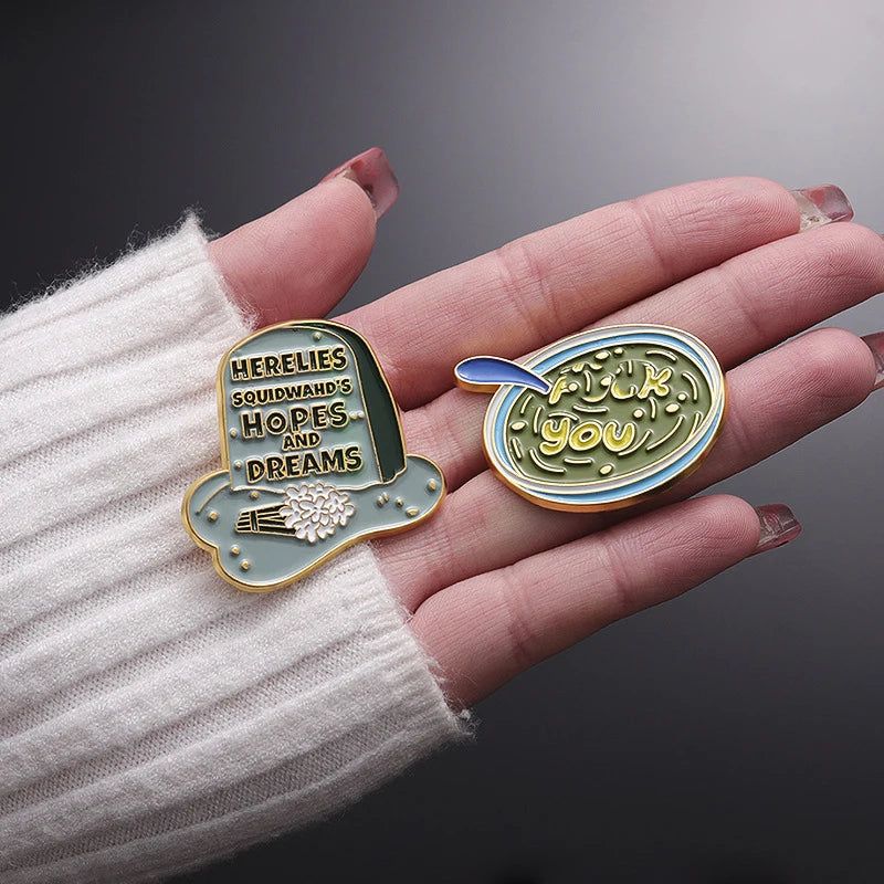 English letter brooch Cartoon soup bowl pins Bag Decorative metal badge Accessories wholesale Gift to friends