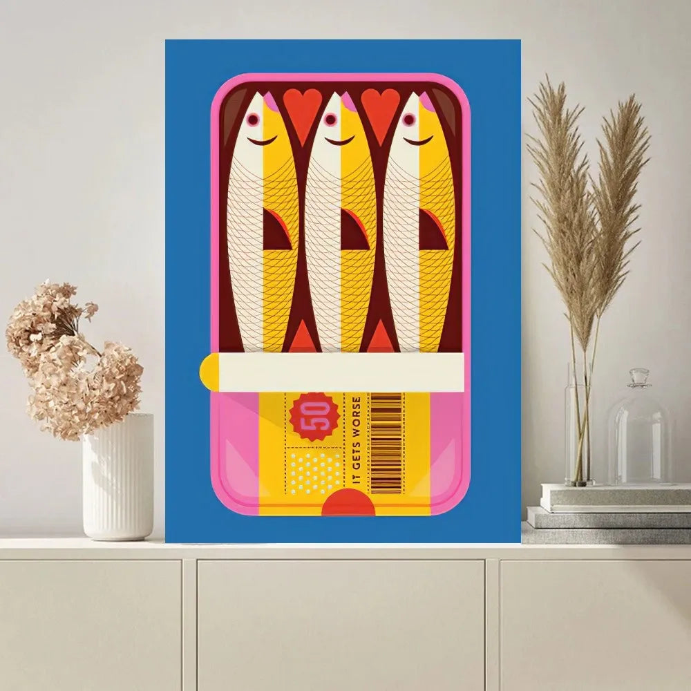 Cuadros Decoration Sardines Nordic Poster Paintings on The Wall Picture for Living Room Interior Painting Room Decoration