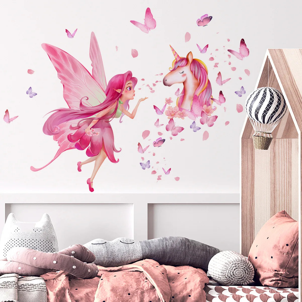Decorative Vinyl Tile Child Wall Sticker For Baby Girl Room Decor Adhesive Wallpaper Bedroom Accessories Elf Unicorn Wall Decor