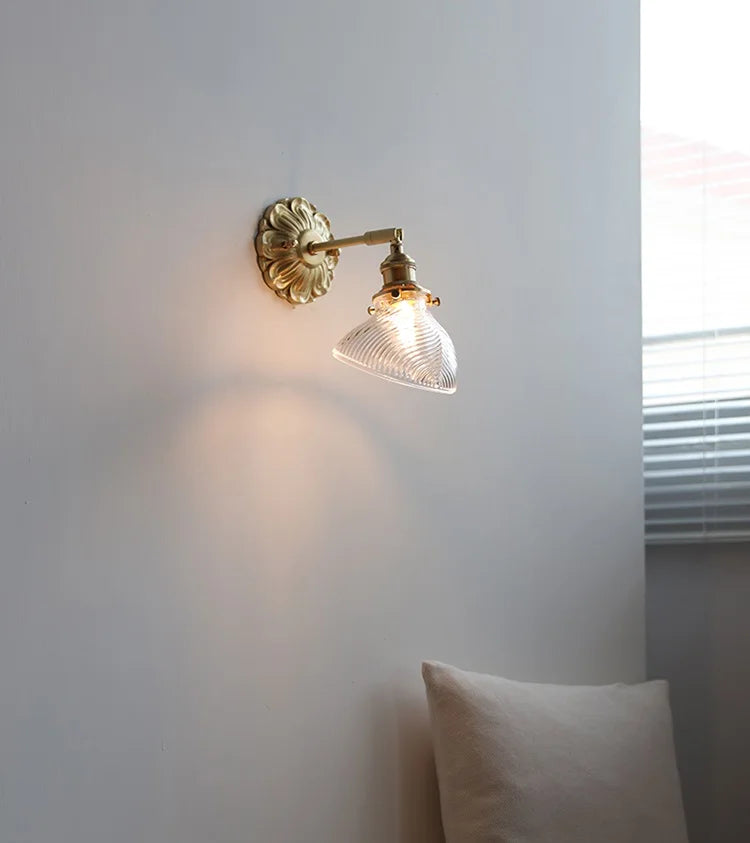 IWHD Smoke Gray Glass LED Wall Light Sconce Copper Arm Adjustable Bedroom Living Room Stair Beside Lamp Applique Murale Wandlamp