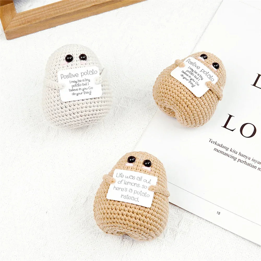 Handmade Positive Big Butt Potatoes Doll With Card Home Decoration Knitting Potato Doll Ornament Room Decor Christams Party Gift