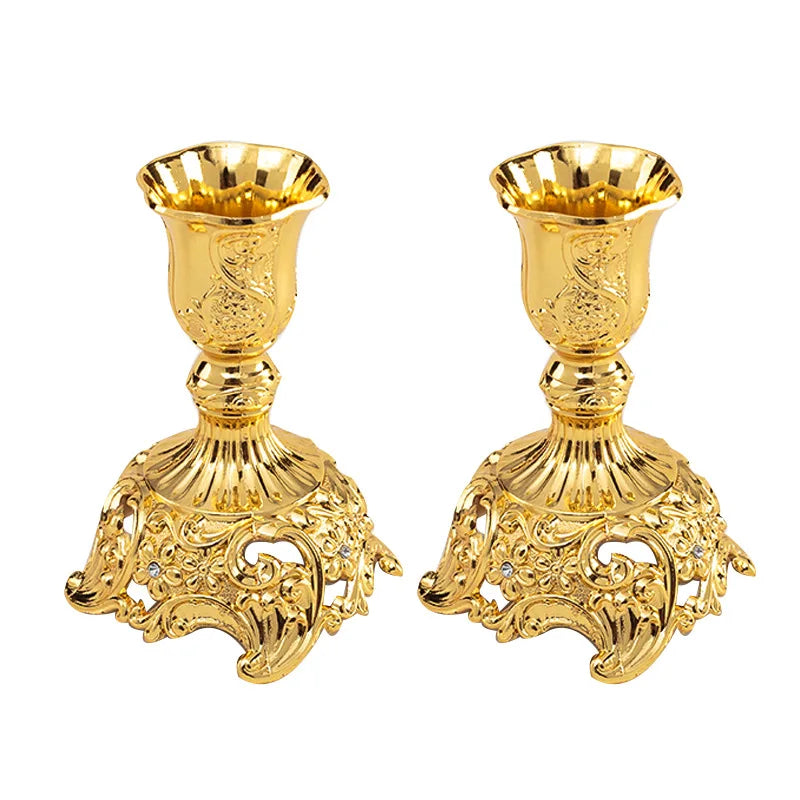 2Pcs Candle Holder Candlesticks For Candles Gold Silver Drop Shipping Europe Metal Candle Stand Wedding Table Home Decoration