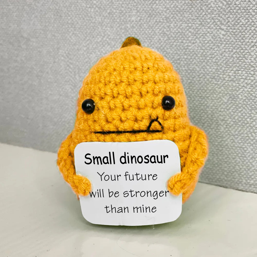 Crochet Positive Energy Bee Hand-woven Dolls Hug Pocket Handmade Knitting Doll With Card Desktop Ornament Gift Home Room Decor