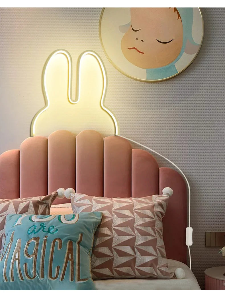 Cute Led Rabbit Wall Lights USB Powered Baby Desk Table Lamp For Bedroom Bedside Children Kid's Room Home Decor Atmosphere Light