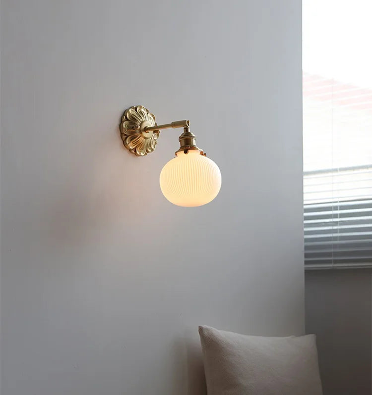 IWHD Smoke Gray Glass LED Wall Light Sconce Copper Arm Adjustable Bedroom Living Room Stair Beside Lamp Applique Murale Wandlamp