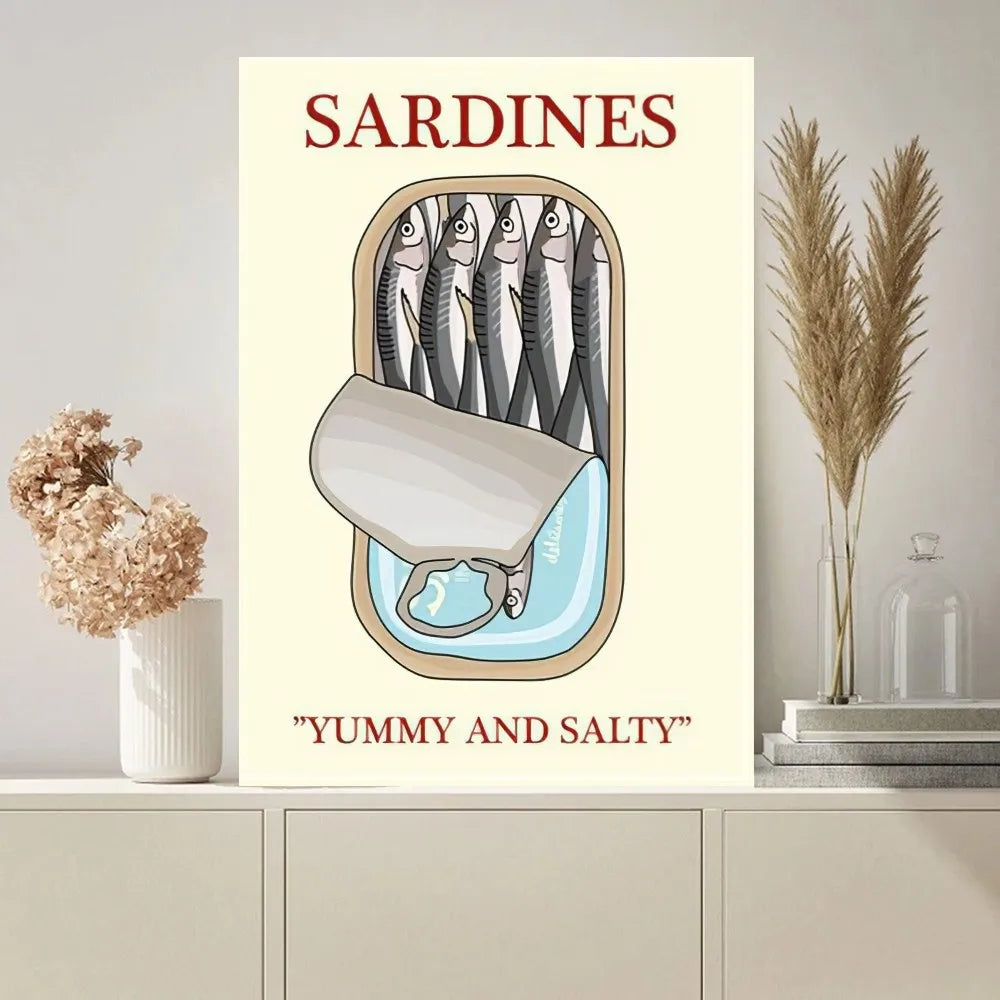 Cuadros Decoration Sardines Nordic Poster Paintings on The Wall Picture for Living Room Interior Painting Room Decoration