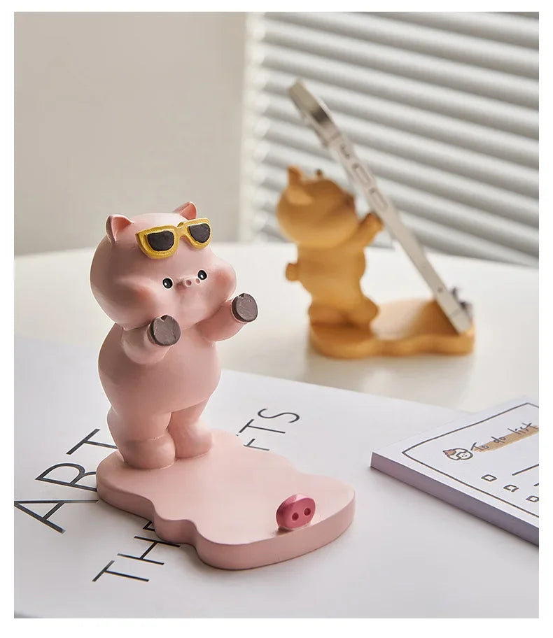 Home Decor Exquisite Kittens Figurines Miniatures Lovely Decor Ornaments Desktop Mobile Phone Bracket Office Desk Accessories