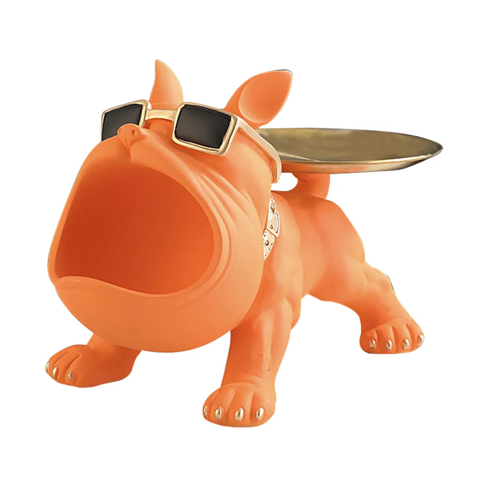 Bulldog Cool Sculpture Dog Ornament Butler Storage Box with Tray Nordic Table Decoration Resin Animal Sculpture Coin Piggy Bank