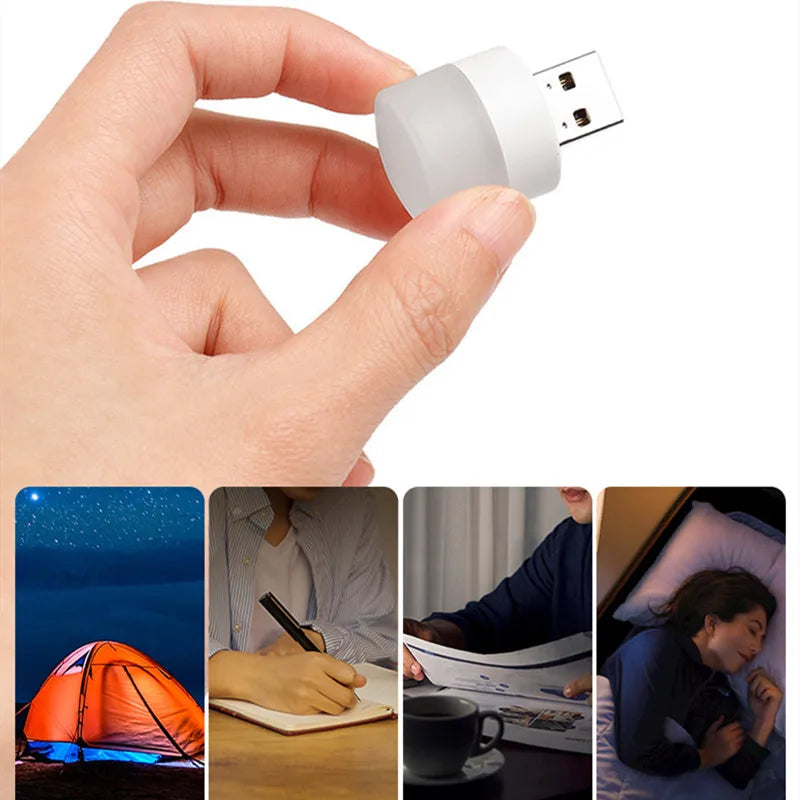 USB Night Light Mini LED Night Light USB Plug Lamp Power Bank Charging USB Book Lights Small Round Reading Eye Protection Lamps