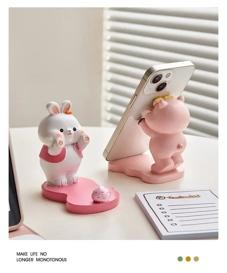 Home Decor Exquisite Kittens Figurines Miniatures Lovely Decor Ornaments Desktop Mobile Phone Bracket Office Desk Accessories