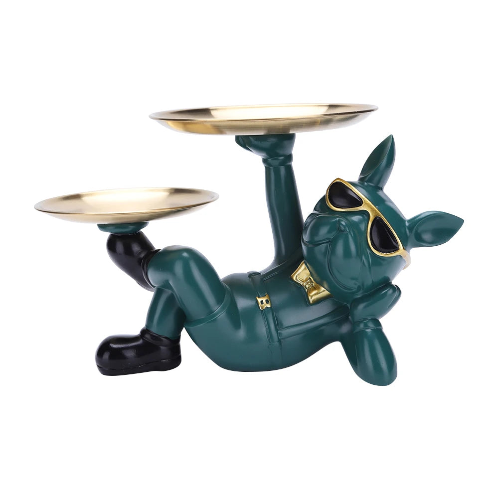 Bulldog Cool Sculpture Dog Ornament Butler Storage Box with Tray Nordic Table Decoration Resin Animal Sculpture Coin Piggy Bank
