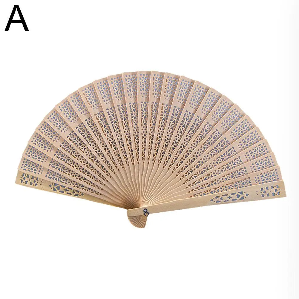 Full Flush Wooden Fan Sunflower Fan Hollow Folding Fan Wooden Sandalwood Fan Wedding Fan Home Decoration