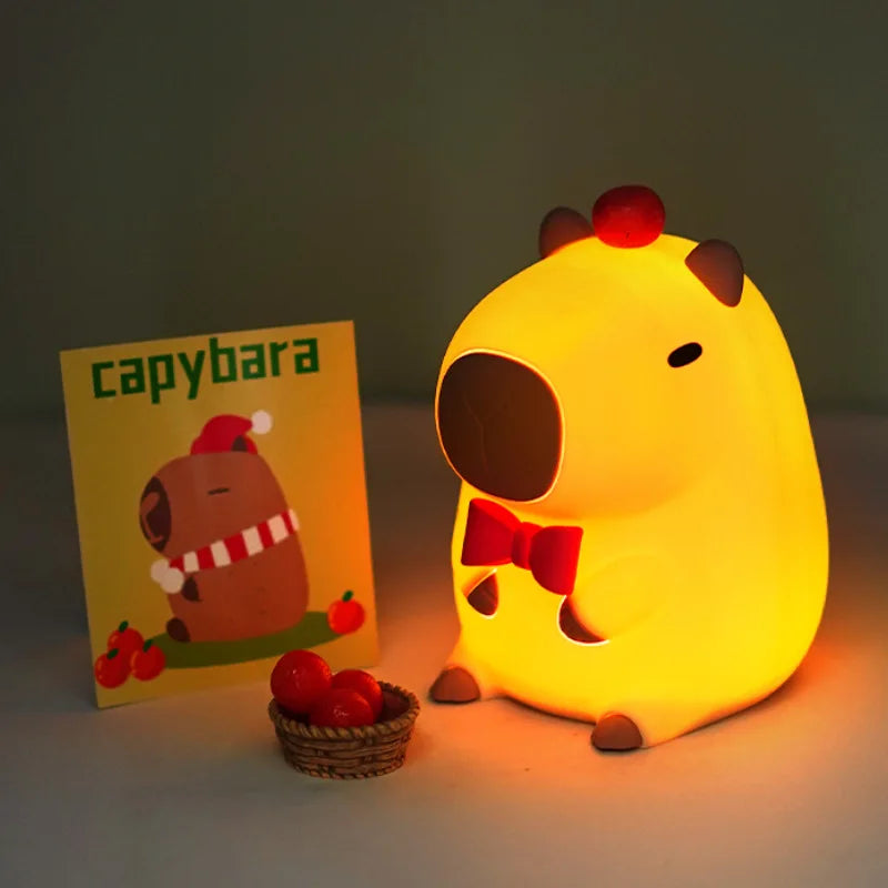 Cute Cartoon Capybara Night Light Silicone Animal Lamp USB Rechargeable Timing Dimming Sleep Night Lamp for Children's Gifts