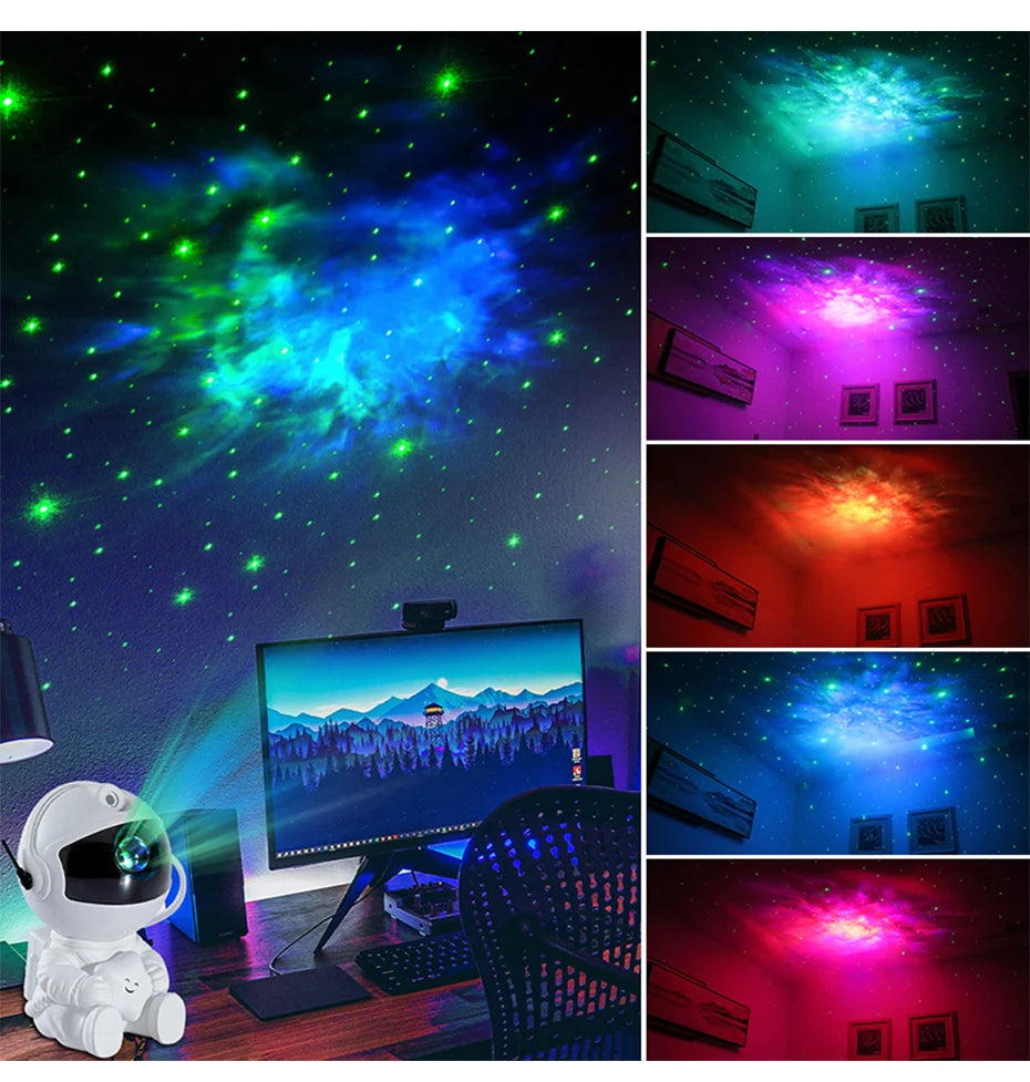 Astronaut Star Projector Galaxy Night Light Space Projector Starry Nebula Ceiling LED Lamp for Bedroom Home Decorative Kids Gift