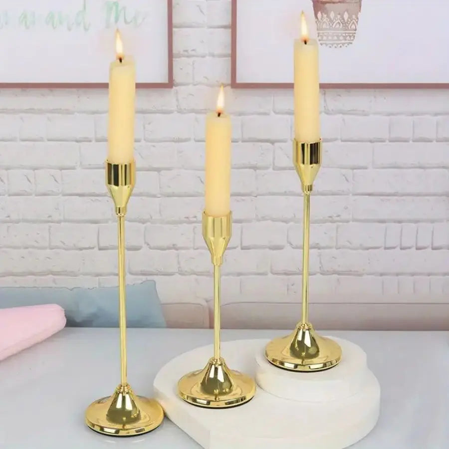 3PC Black Taper Candle Holders - Enrich Your Table with European Style, Perfect for Romantic Dinners, Weddings & Home Decor