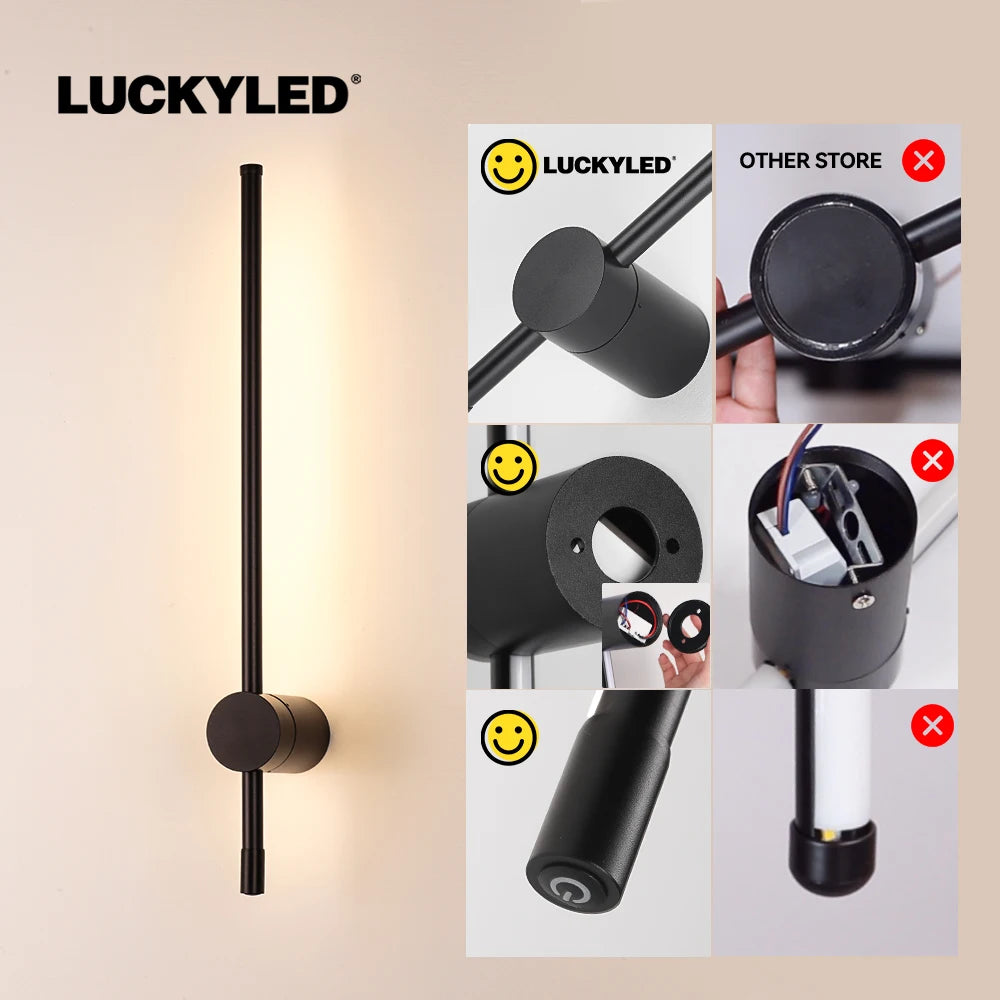 LUCKYLED Modern Led Wall Light AC85-290V Long Wall Lamp Sconce 100cm 120cm Interior Wall Light Bedside Bedroom Light Black White