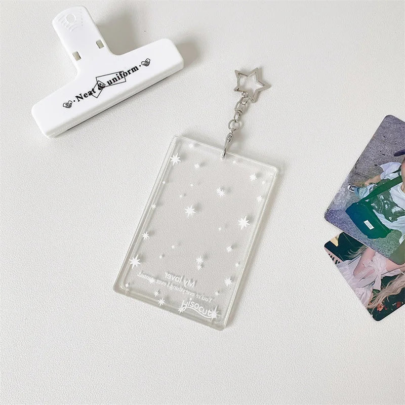 Acrylic Transparent PhotoCard Holder Kpop Idol Card Sleeve Case ID Bank Card Photo Display Stand Album Cover Pendant Keychain