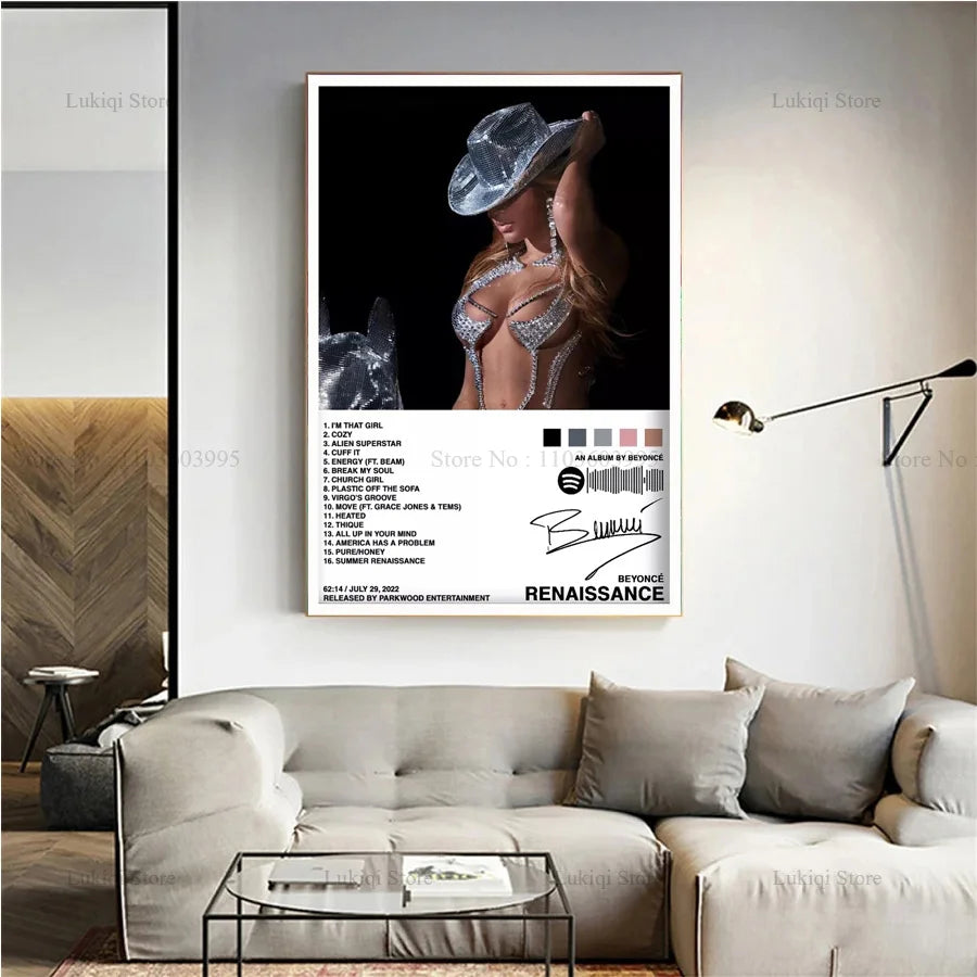 Poster Prints Beyoncé All Music Album Renaissance Cowboy Carter Bar Canvas Oil Painting Wall Art Picture Living Room Home Decor