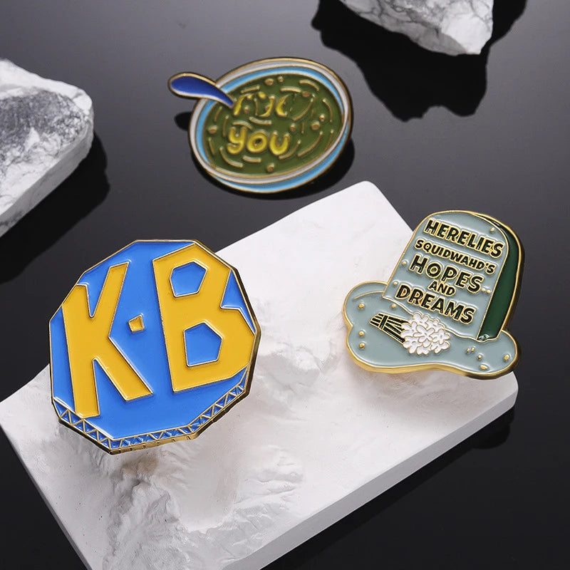 English letter brooch Cartoon soup bowl pins Bag Decorative metal badge Accessories wholesale Gift to friends