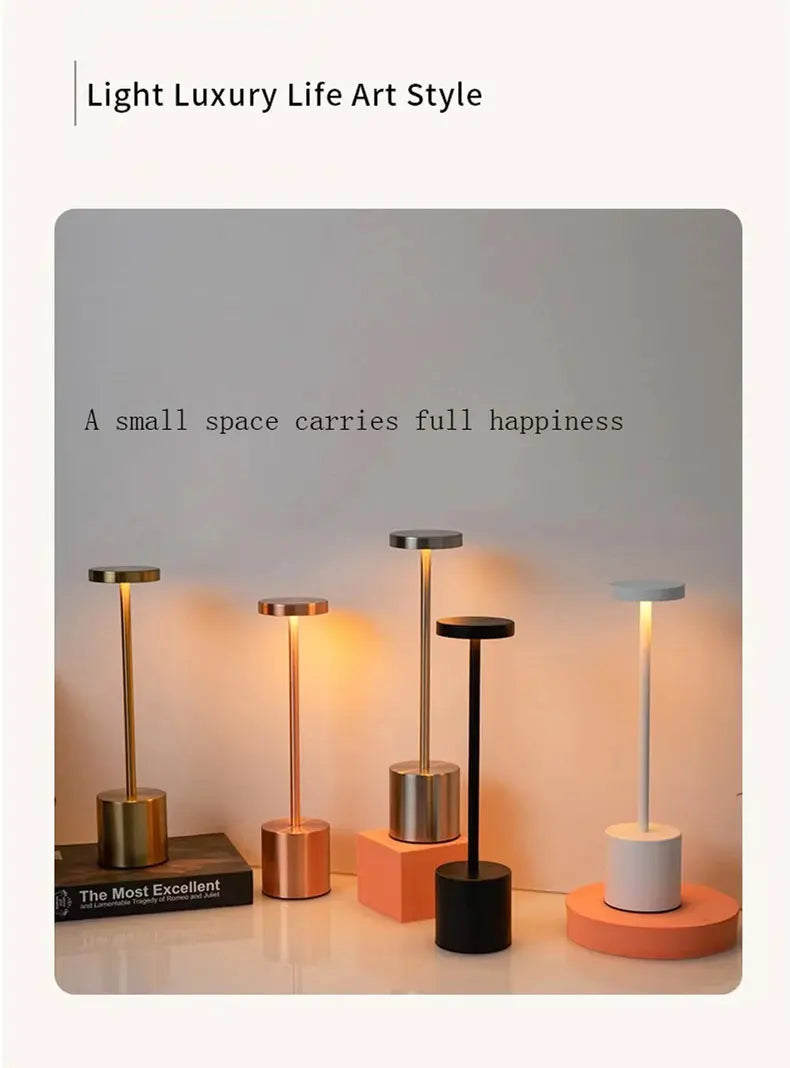 Touch Sensor LED Table Lamp USB Rechargeable Desk Lamp 3 Color Adjustable Temperatures Modern Style Bar Bedside Night Light