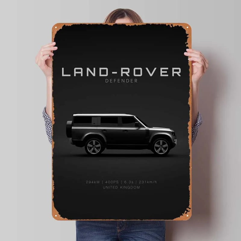 Land Rover Metal Sign Cars Poster Interior Retro Tinplate Sign Plaque for Garage Wall Art Decoration Gaming Room Decoration Man