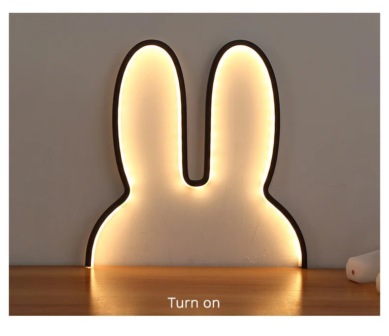 Cute Led Rabbit Wall Lights USB Powered Baby Desk Table Lamp For Bedroom Bedside Children Kid's Room Home Decor Atmosphere Light