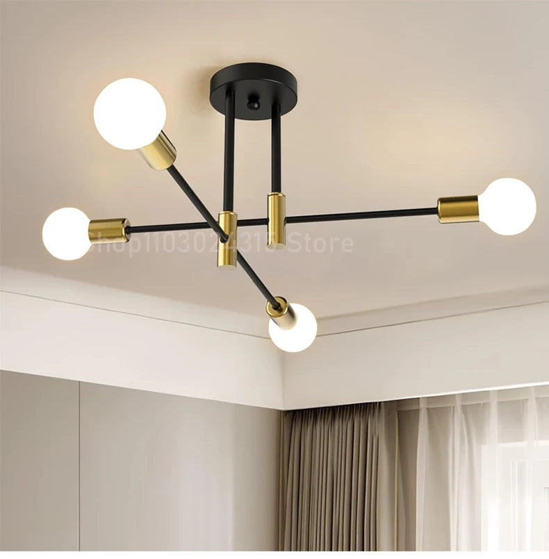 Simple Branch Ceiling Chandelier Modern Nordic E27 Black Gold LED Ceiling Light Restaurant Aisle Balcony Corridor Lighting