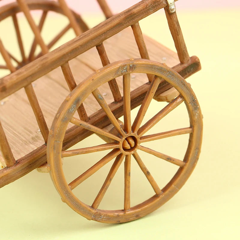 Dollhouse Miniature Simulation Assembled Cart  Model DIY Accessories Garden Furniture Toys