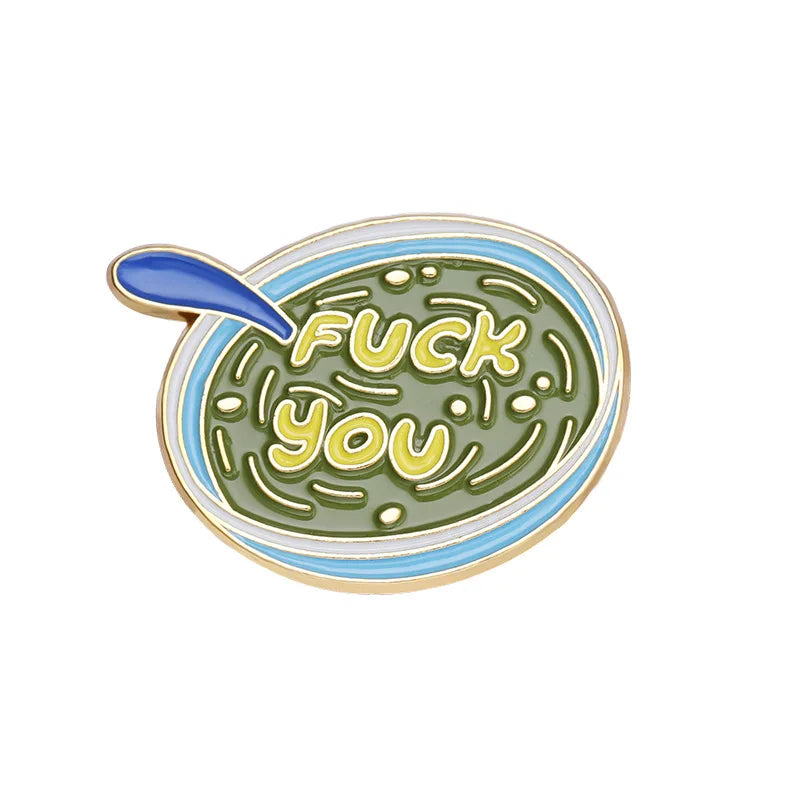 English letter brooch Cartoon soup bowl pins Bag Decorative metal badge Accessories wholesale Gift to friends