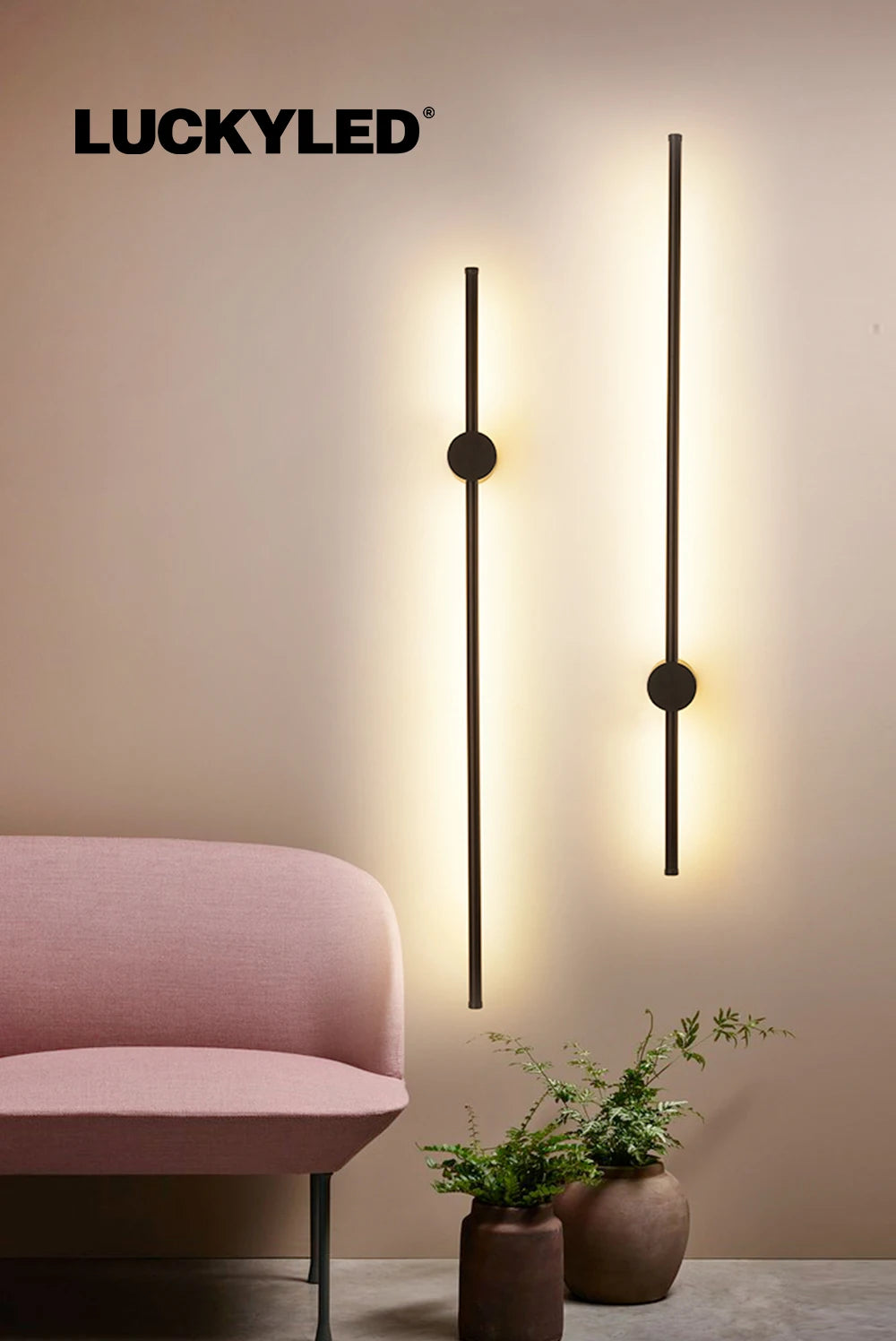 LUCKYLED Modern Led Wall Light AC85-290V Long Wall Lamp Sconce 100cm 120cm Interior Wall Light Bedside Bedroom Light Black White