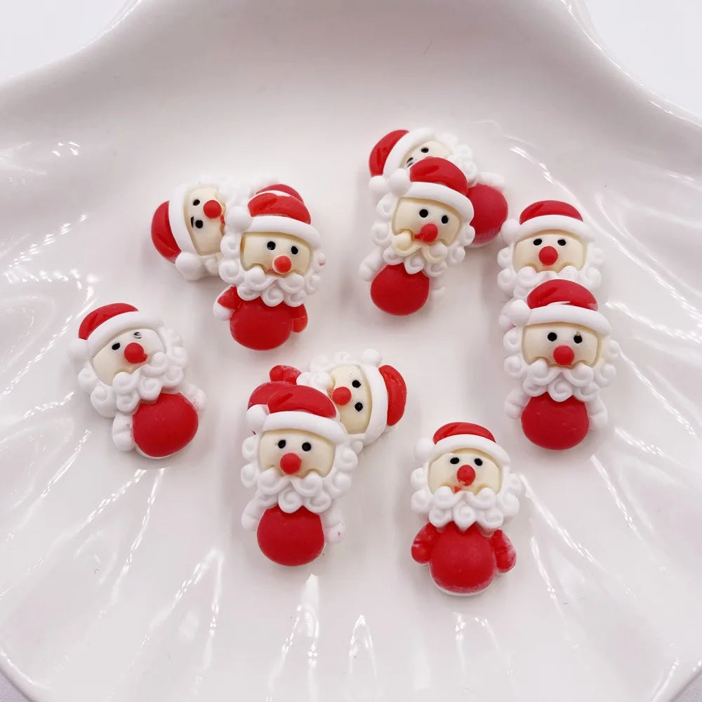20PCS  Kawaii Colorful Resin Elk Santa Glove Bell Flatback Cabochon Mini Cartoon Figurine Scrapbook DIY Christmas Decor Craft