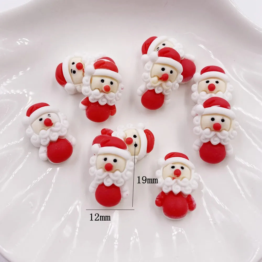 20PCS  Kawaii Colorful Resin Elk Santa Glove Bell Flatback Cabochon Mini Cartoon Figurine Scrapbook DIY Christmas Decor Craft