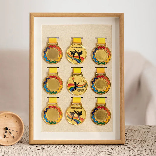 Wooden Medal Photo Frame Storage Box Marathon Hanging Decoration Frame Hollow Keep Honor Medal Arrange The Table