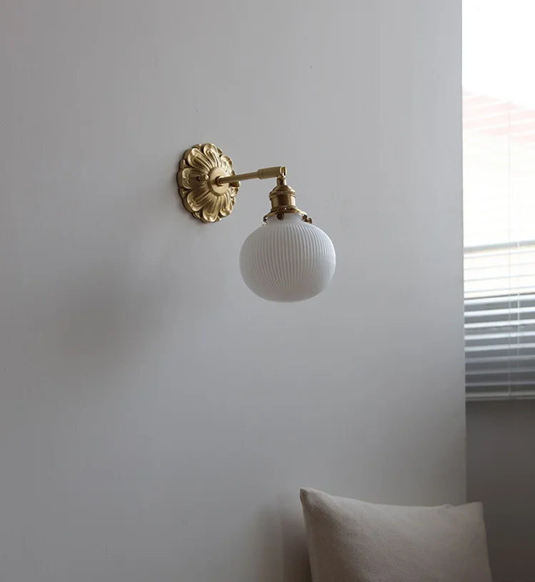 IWHD Smoke Gray Glass LED Wall Light Sconce Copper Arm Adjustable Bedroom Living Room Stair Beside Lamp Applique Murale Wandlamp