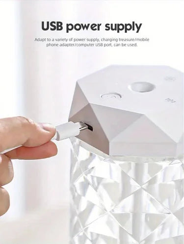 1Pcs 400/1000ml Colorful USB Crystal Humidifier with Aromatherapy and Air Purification for Bedroom and Desktop