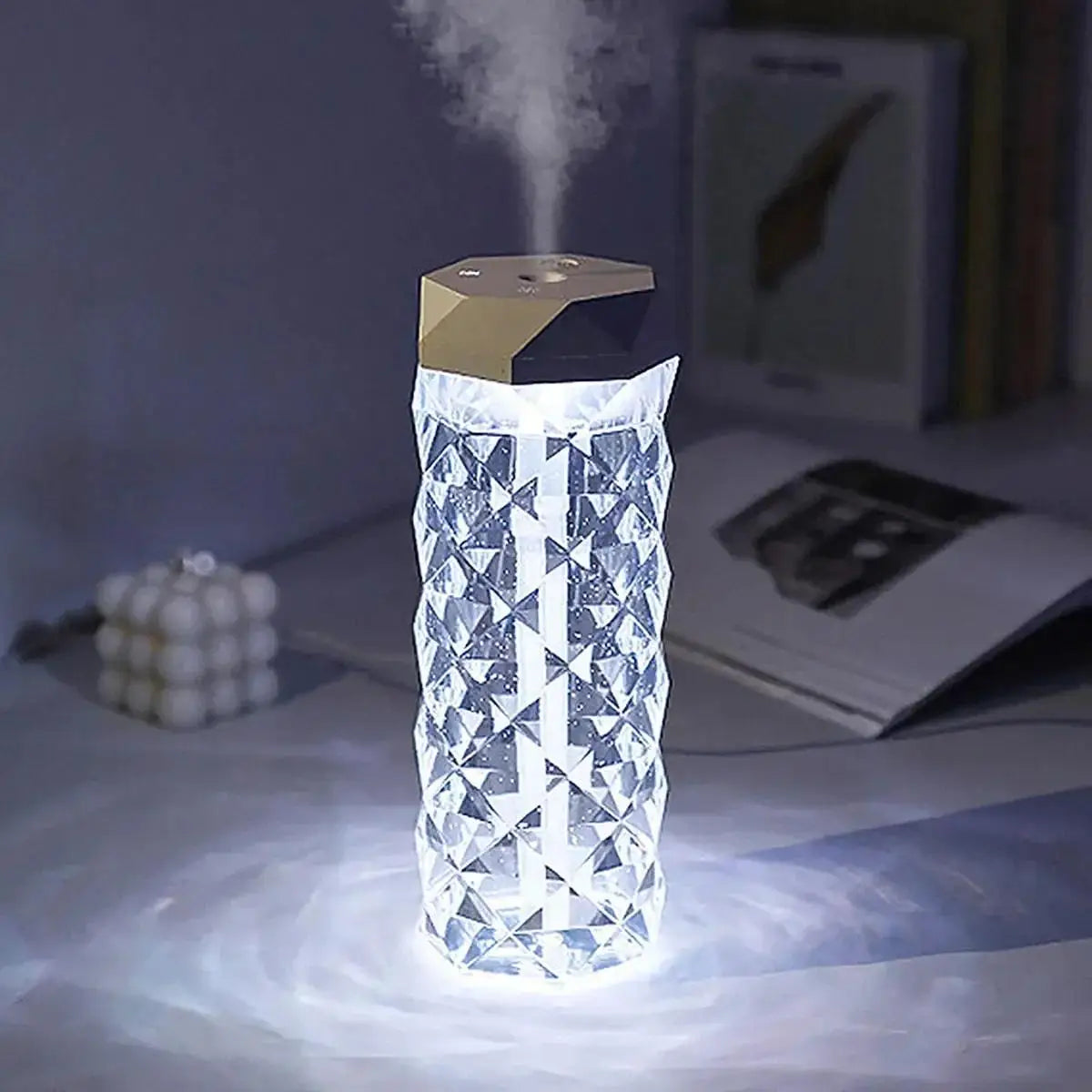 1Pcs 400/1000ml Colorful USB Crystal Humidifier with Aromatherapy and Air Purification for Bedroom and Desktop