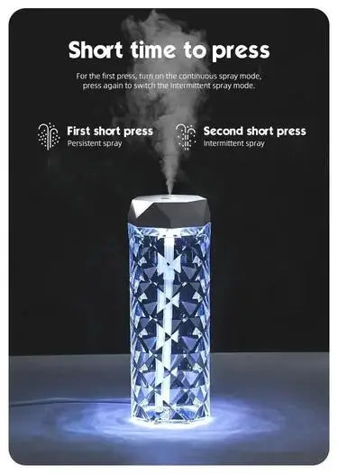 1Pcs 400/1000ml Colorful USB Crystal Humidifier with Aromatherapy and Air Purification for Bedroom and Desktop