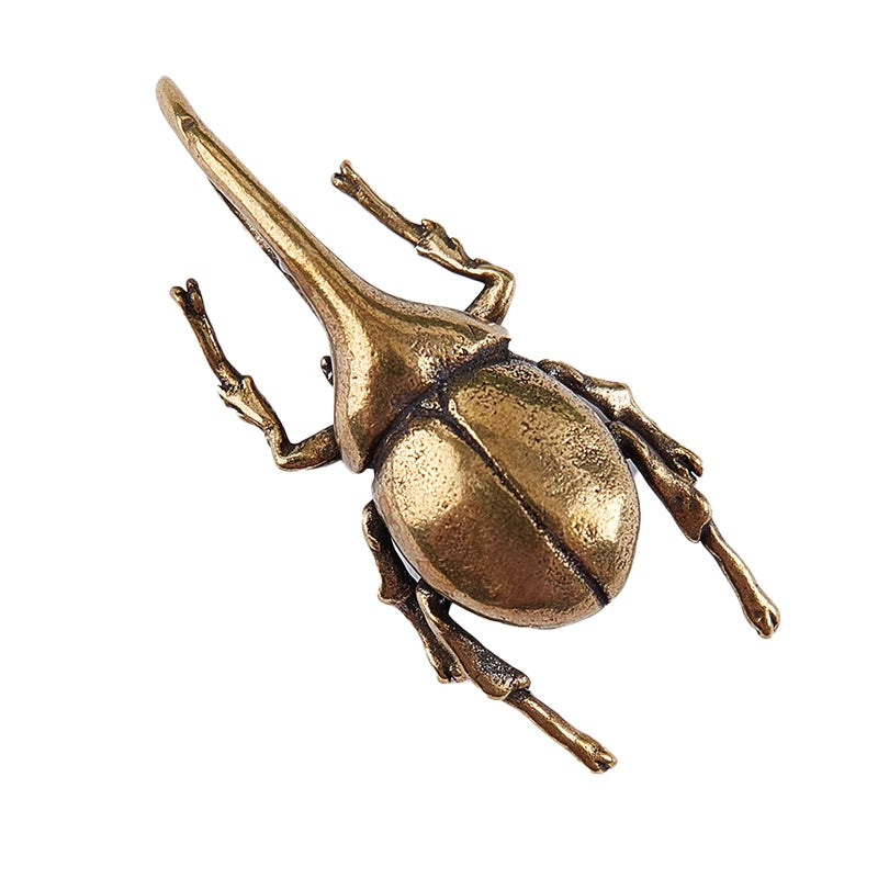 Brass Insect Figurine Miniature Bugs Tea Pet Ornament Copper Beetle Statue