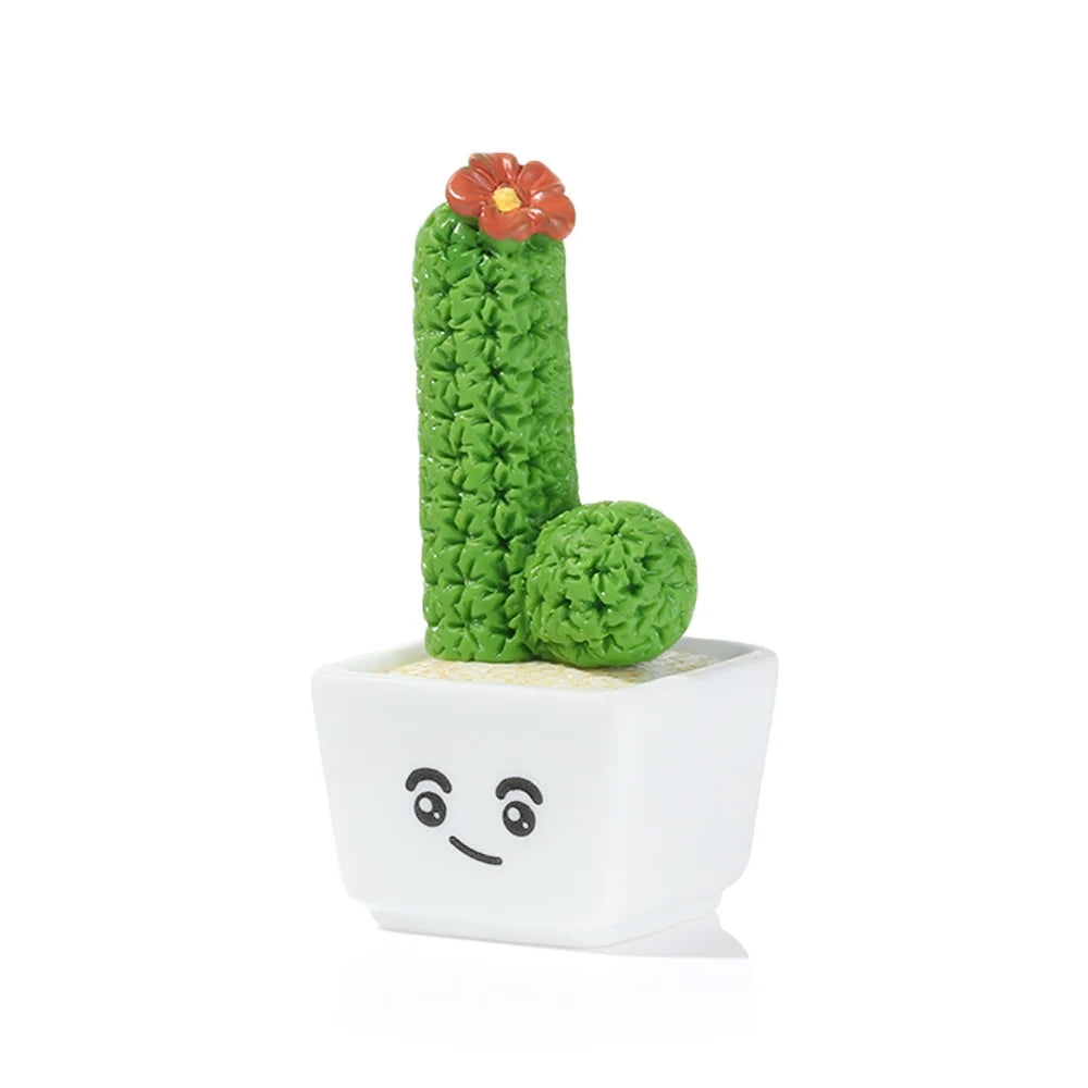 2.5-3.4cm 1/4Pcs Funny Cactus Flower Figurines Resin Cactus Miniatures Micro Ornaments DIY Mini Sculpture Decoration Crafts