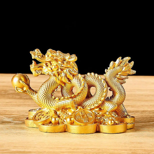 Chinese auspicious Money Dragon statuette Resin sculpture Feng Shui Decoration Home living room bedroom office Figurines