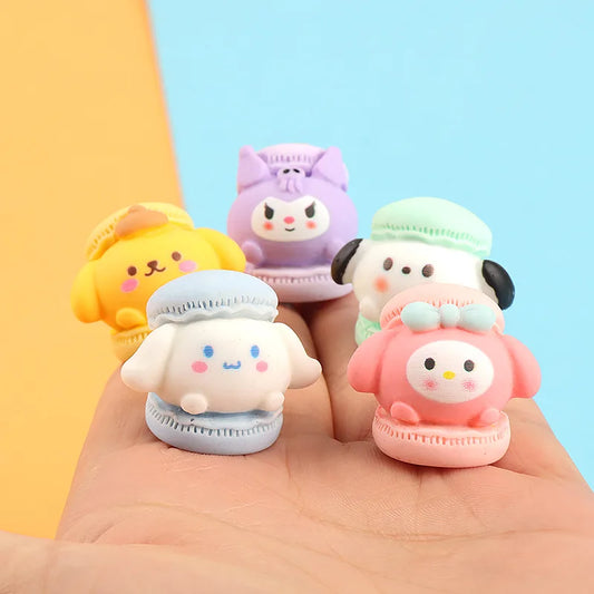 5pcs Kawaii Cartoon Resin Animal Cake Fake Food 3D Mini Figures Crafts Miniatures Phone Decoration Decorative Sculptures Statue